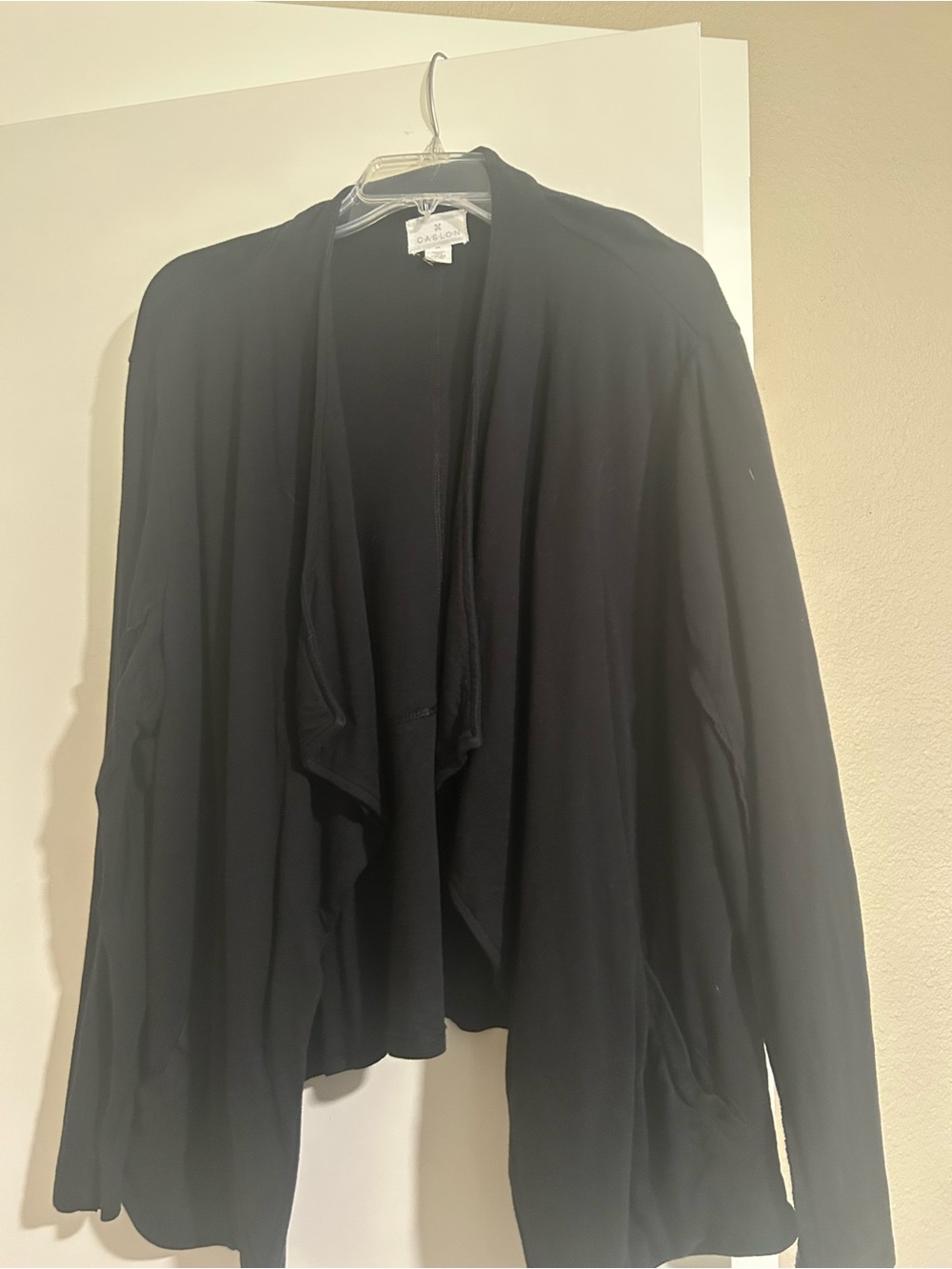 Caslon Black Draped Open-Front Cardigan